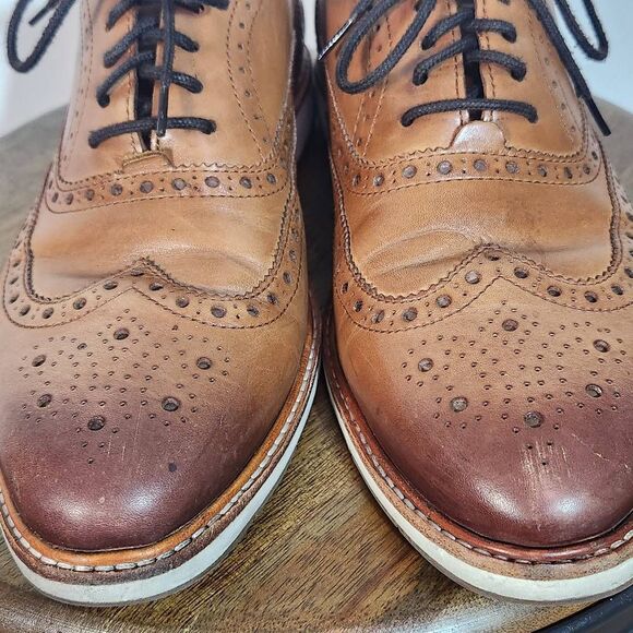Cole Haan Leather Wingtip Oxford Shoes Size 8 Men's Brown Leather Oxfords - Picture 4 of 11